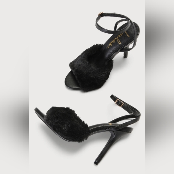 SOLD!Lulu's faux fur ankle strap high heel sandals - Picture 2 of 10